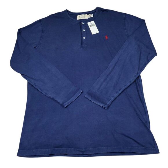 Polo Ralph Lauren Denim & Supply Slub Jersey Henley Shirt Large Tall Navy Blue - Picture 1 of 7